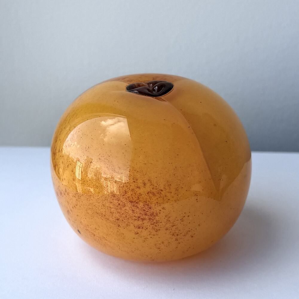 Hot Island Glass Maui Orange Peach Art Glass Fruit Paperweight 2 3/4" - Hawaii